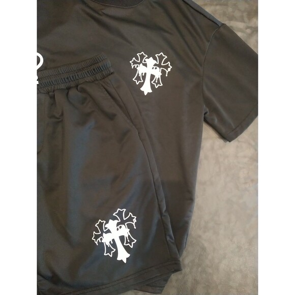 Men's Goth Grunge Y2K Cross Set Small 2piece Black - Picture 5 of 5